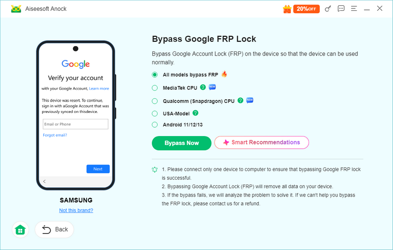 Iniciar la eliminación del bloqueo de FRP