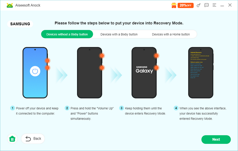 Configuración del modo de recuperación