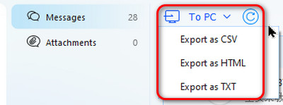 Seleccione Transfer PC