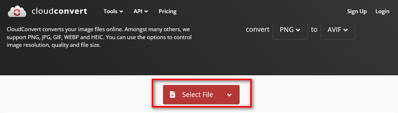Cloudconvert Seleccionar imagen