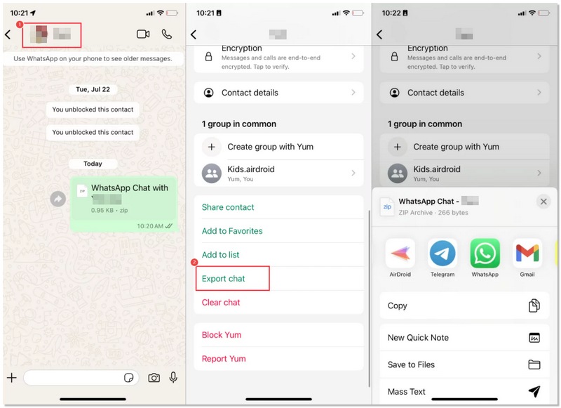 Copia de seguridad al exportar chat de WhatsApp
