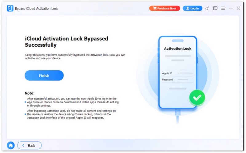 El bloqueo de iCloud se ha desbloqueado correctamente.
