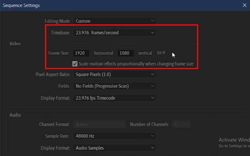 Cambiar el tamaño y la velocidad del fotograma