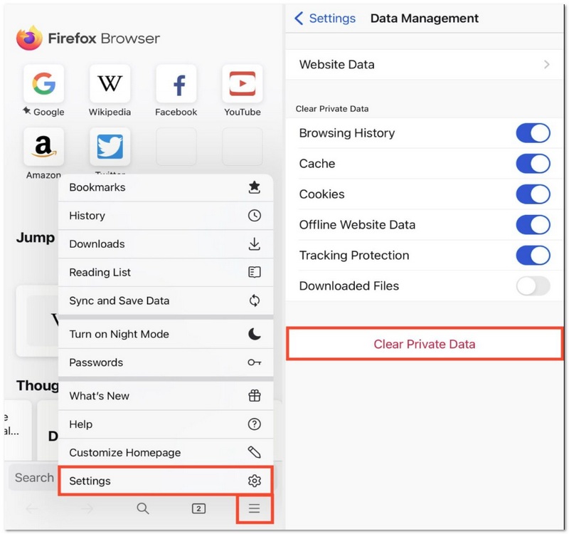 Borrar la caché de Firefox en iPhone