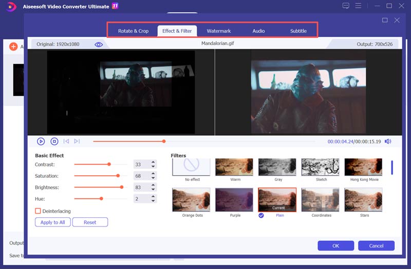 Editar GIF en VCU Efectos Filtros