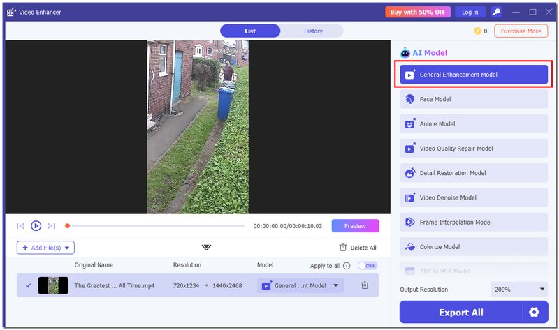 Seleccionar modelo de mejora general