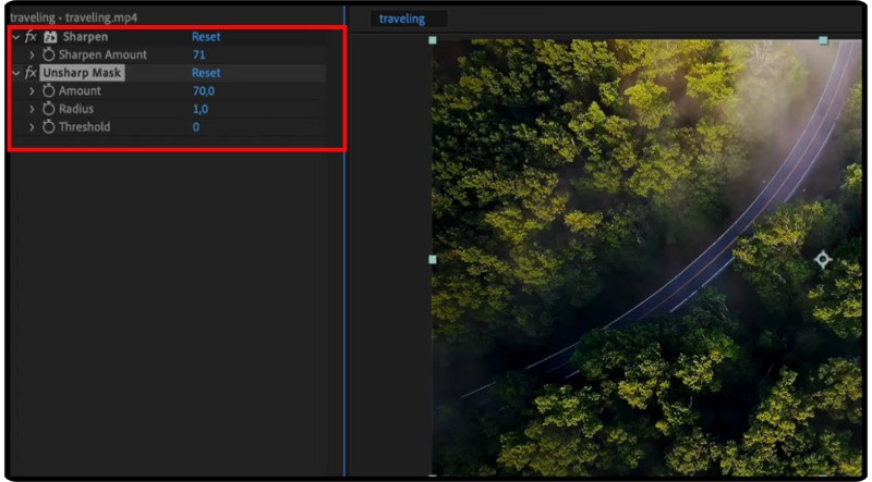 Ajustar la configuración de la máscara de enfoque