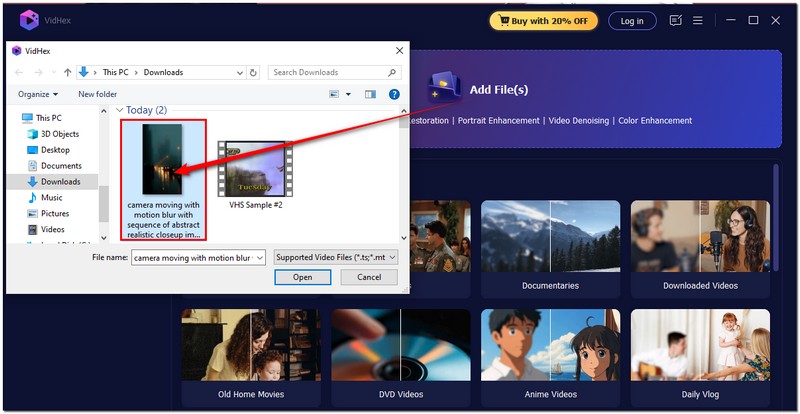 Importar vídeo borroso