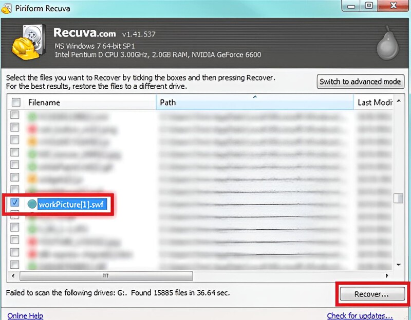 Haga clic en Recuperar