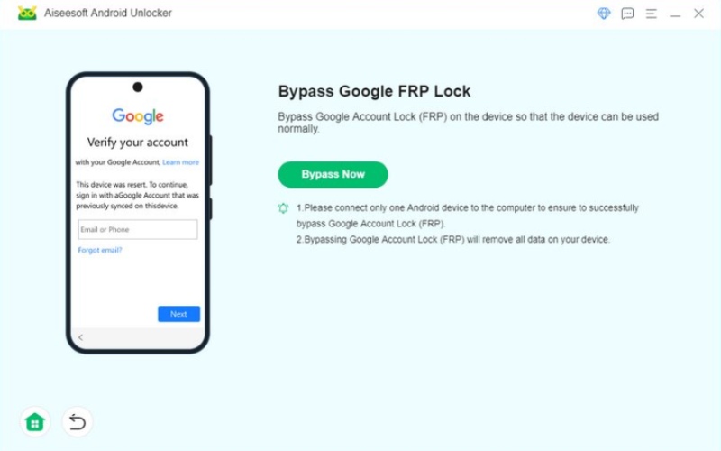 Haga clic en Omitir bloqueo de Google Frp