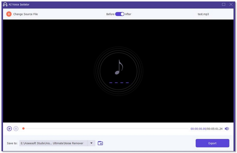 Exportar archivo vocal aislado desde Aiseesoft Video Converter Ultimate