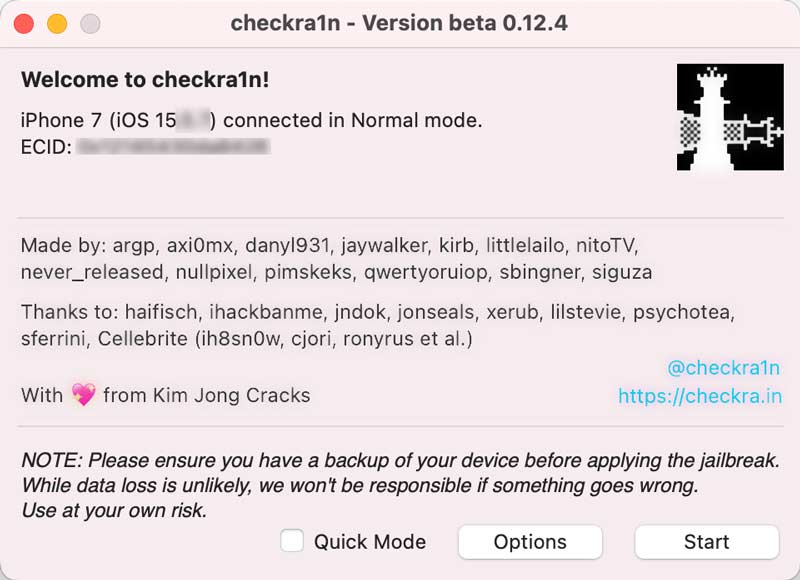 Desbloquear iPhone 7 usando Checkra1n en MAC