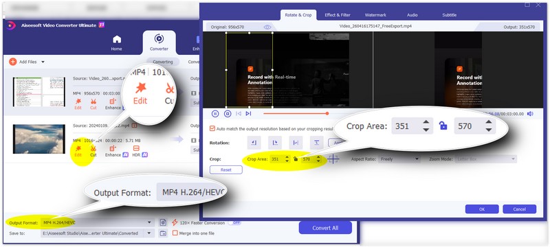 Ajustar el tamaño y el formato del video tutorial