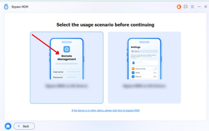 Seleccionar Bypass Mdm