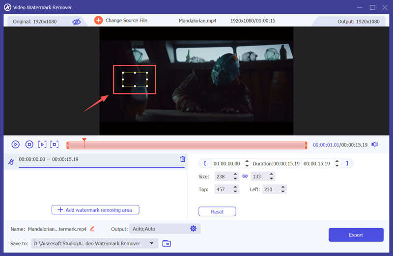 Eliminar la marca de agua del vídeo usando AI VCU