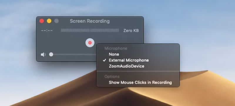 Grabación de pantalla en macOS Catalina usando QuickTime