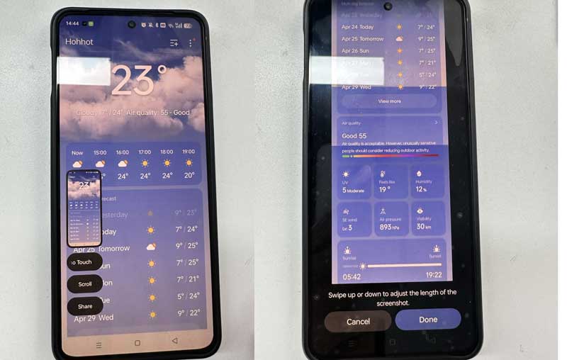 Captura de pantalla completa de una página web en Android