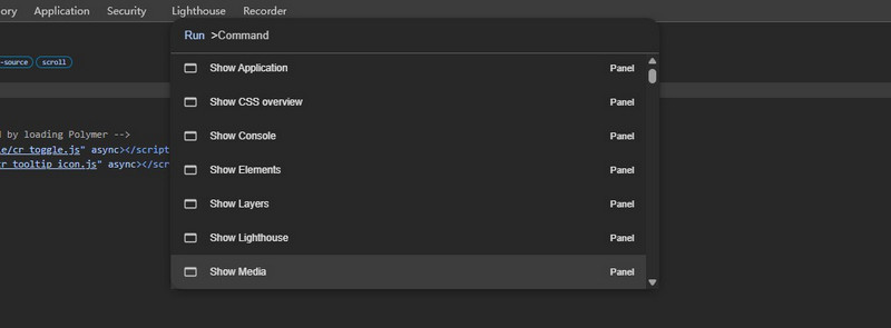 Abrir el menú de comandos de Chrome