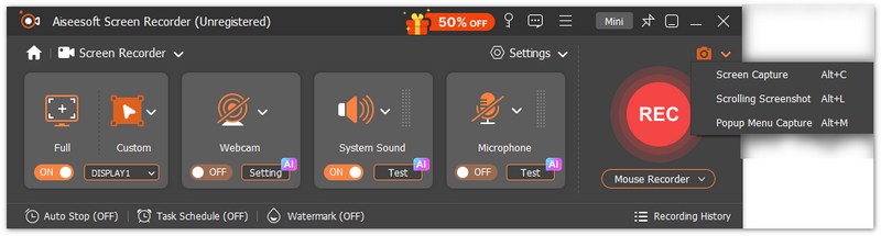 Screen Capture in Aiseesoft SR