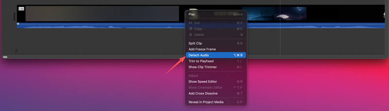 Desvincular el audio en iMovie en Mac