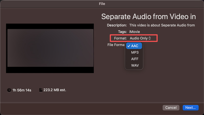 Extraer audio de un vídeo en iMovie para Mac