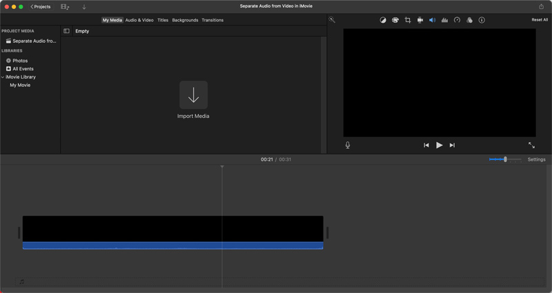 Importar contenido multimedia de iMovie en Mac