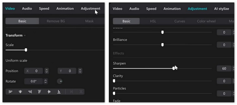 Mejorar la nitidez del vídeo en Capcut Desktop