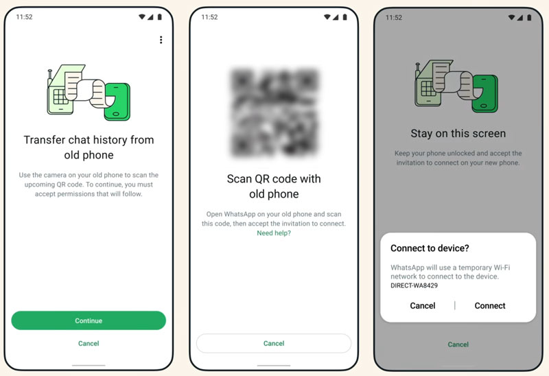Escanee el código QR para transferir chats de WhatsApp