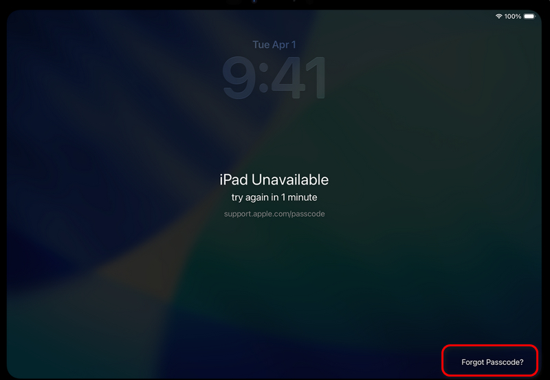 Aparece la pantalla "iPad no disponible"