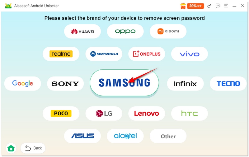 Elija el modelo de Samsung