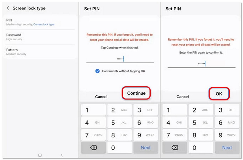 Ingrese el PIN antiguo y el nuevo