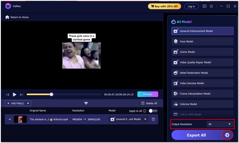 Cambiar resolución y formato