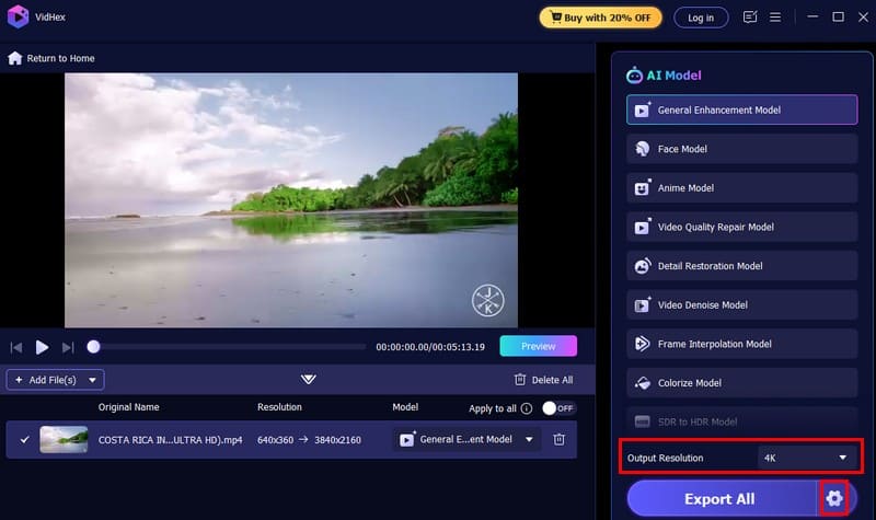 Cambiar resolución y formato