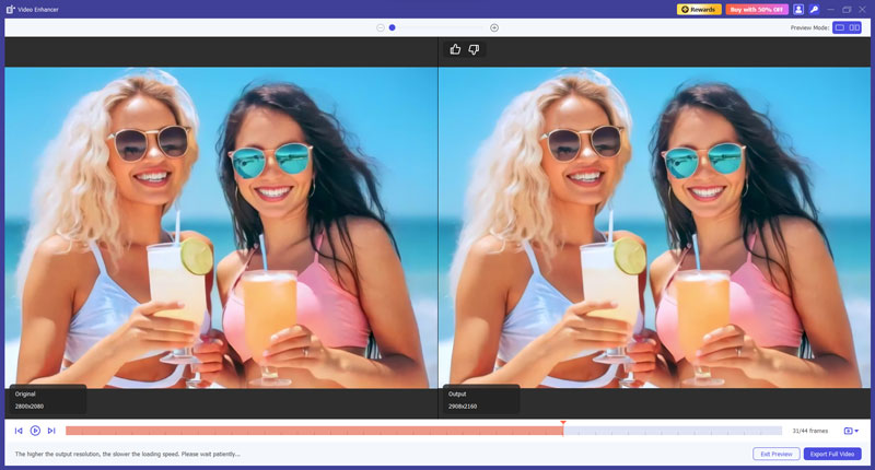 Aiseesoft Video Enhancer Preview And Export Interface