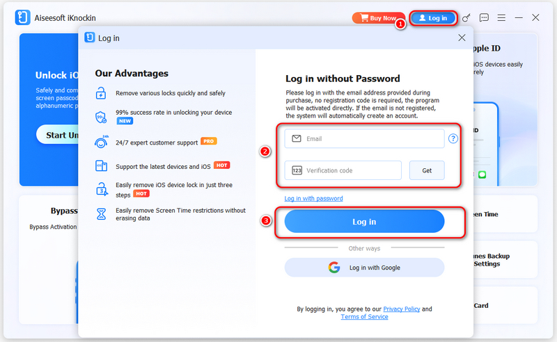 Iniciar sesión en Aiseesoft iKnocking