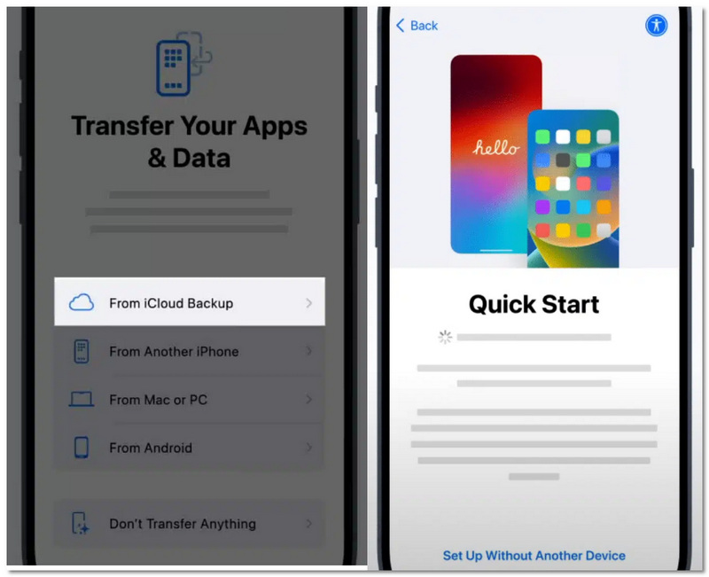 Toca para restaurar en iCloud