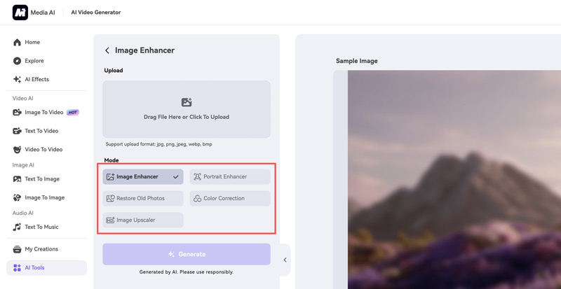 Mejorador facial con IA, potenciador de retratos multimedia io