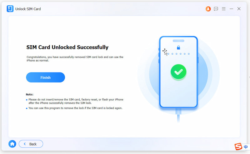 Unlock Sim Finish