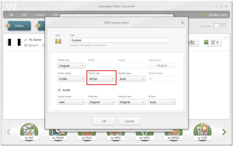 Seleccione la velocidad de fotogramas