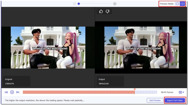 Vista previa y exportación de todo