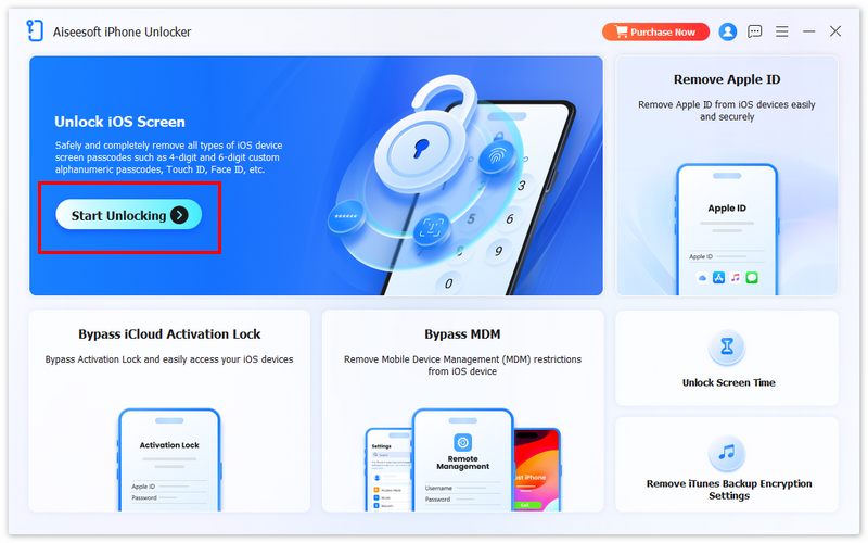 Desbloquear la pantalla de iOS Iniciar desbloqueo