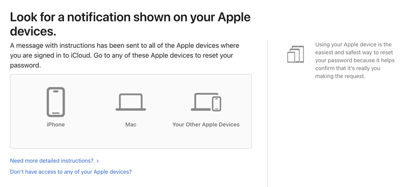 Dispositivos de confianza para restablecer la contraseña del ID de Apple