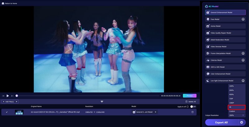 Establecer la resolución