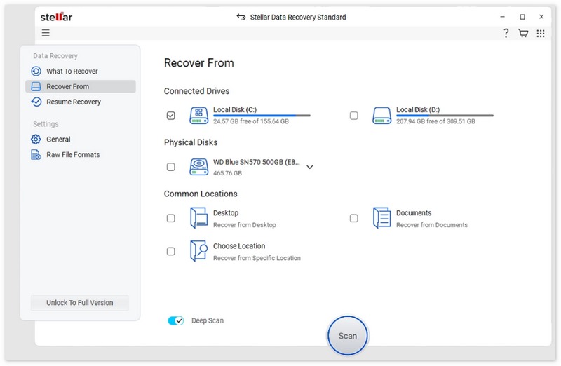 escaneo profundo de recuperación de datos estelares