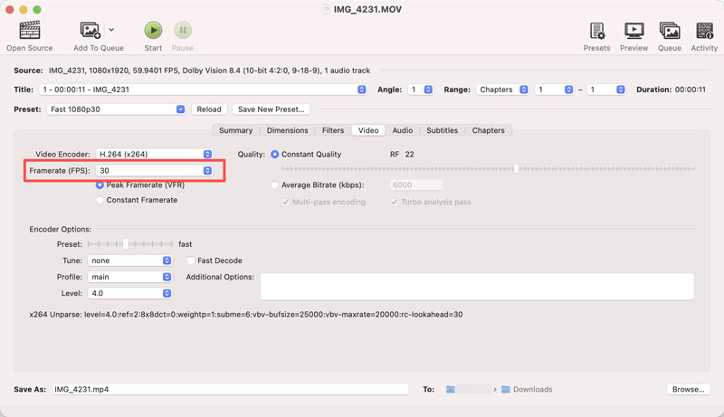 Freno de mano Aumentar la velocidad de fotogramas