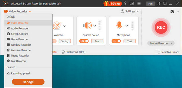 Elija la grabadora de audio