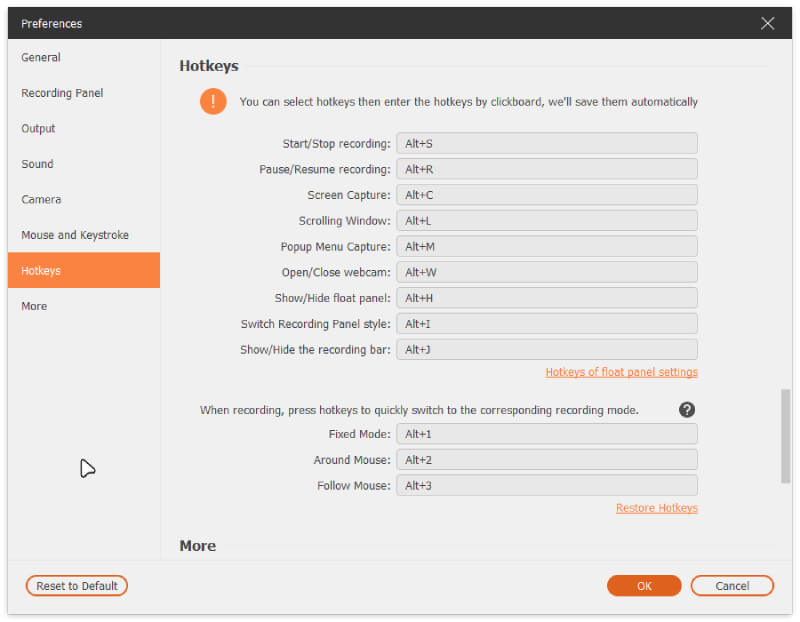 Configuración de teclas de acceso rápido