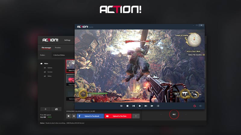 grabación de juegos de acción