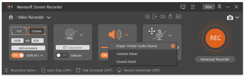 Opciones de grabación de audio hablado