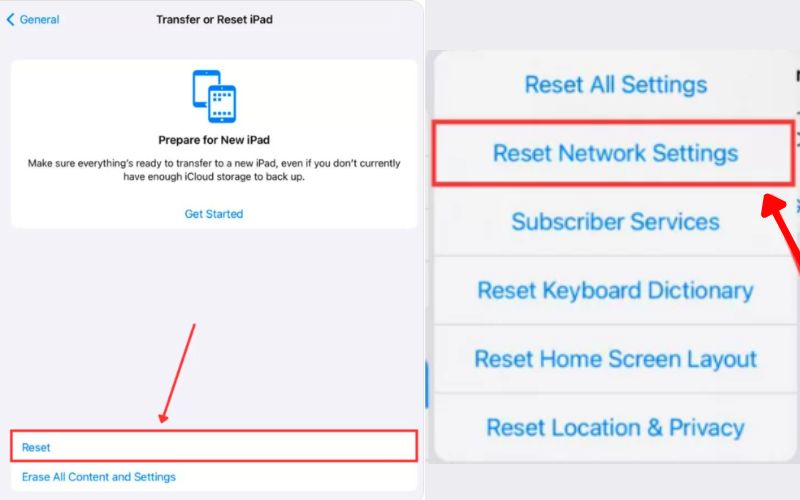 Toque Restablecer configuración de red